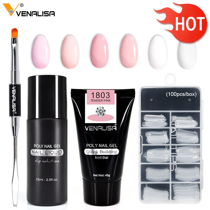  Venalisa 45 g Extend Builder Gel Double Brush Nail Tool Fake Tips thick jell gel slip solution liqu