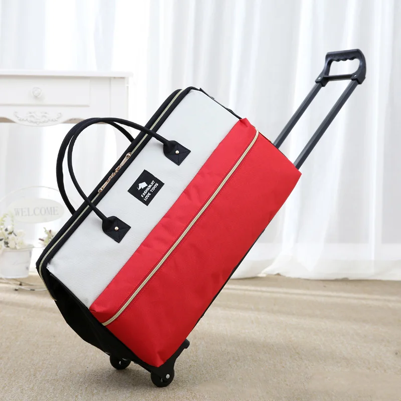 B Новые горячие Moda Carrinho De Bagagem Das Mulheres Lazer Rolo Dobrar Saco Da Bagagem Bolsa De Viagem Da Roda Mala - Цвет: B