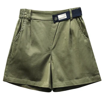 

Shorts Women Summer A-line High Waist Slim Short Femme Loose Elastic Waist pocket Ladies Shorts