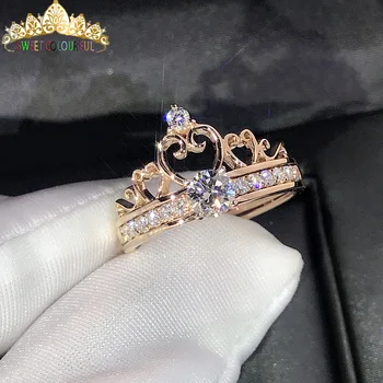 

100% 14K 585Au Gold ring Moissanite Diamond Ring Wedding ring D color VVS With national certificate MO-H1002