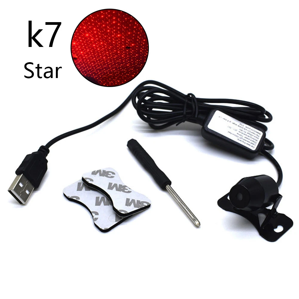 USB светодиодный автомобильный светильник атмосферная Красная звезда свет RGB Красочная Музыка Звук управление Автомобильный интерьер подлокотник коробка декоративный свет K7/K8