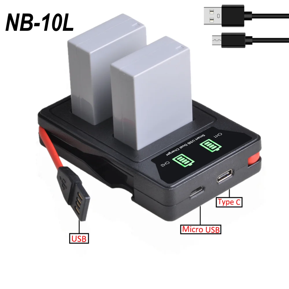 1300 мА/ч NB 10L NB10L Батарея + Зарядное устройство с USB и Тип C Порты разъёмы для Canon G1X G15