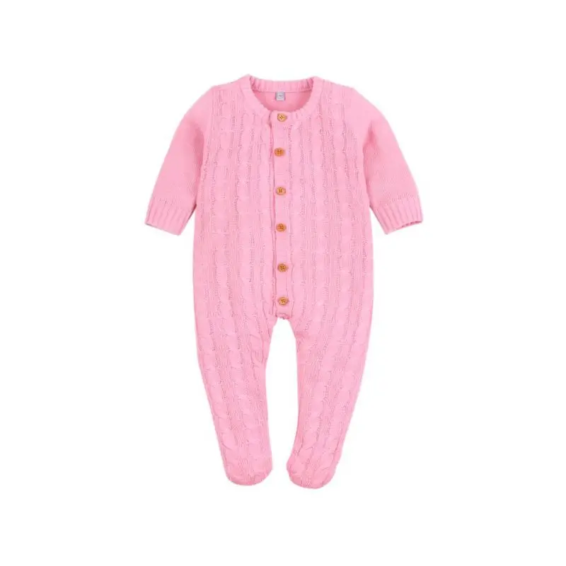 Autumn Infant Baby Girls Long Sleeve Knitted Solid Print Rompers Kids Boys Bodysuit Jumpsuit