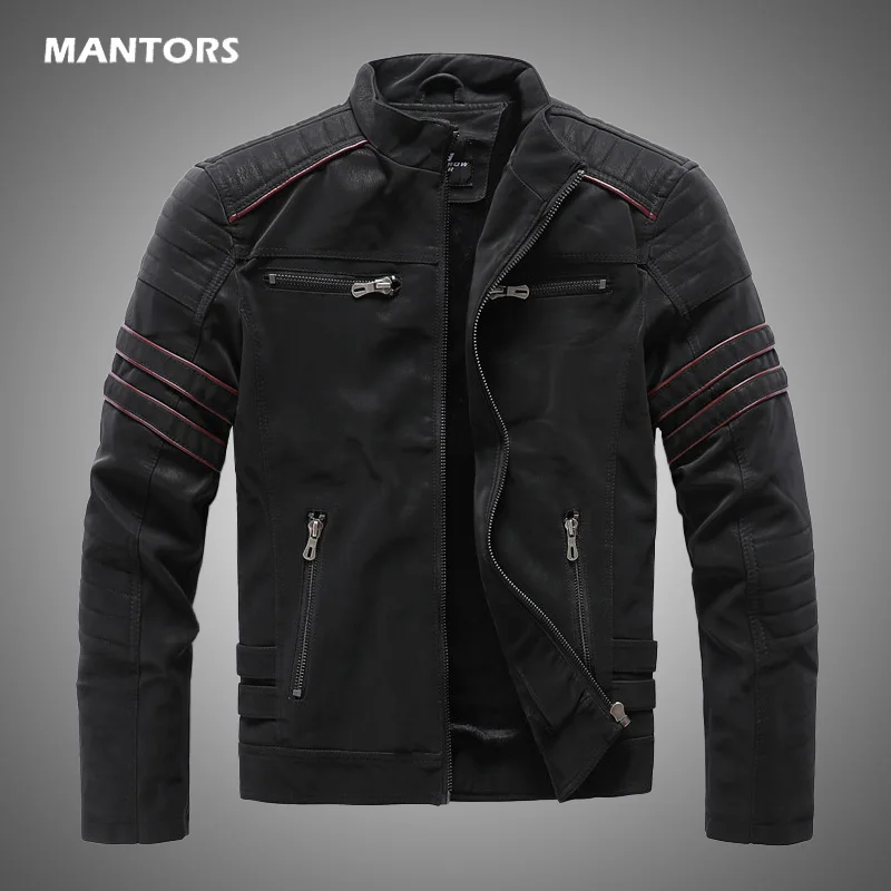 Chaqueta de cuero de marca de invierno para hombre, forro polar interno de invierno para motocicleta, chaqueta de piel sintética, ropa de calle para hombre, 2020