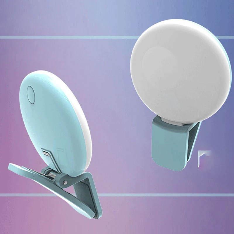 Клип на селфи кольцо свет для смартфона iPhone iPad samsung смартфон селфи портативная вспышка - Цвет: Blue 2 pcs