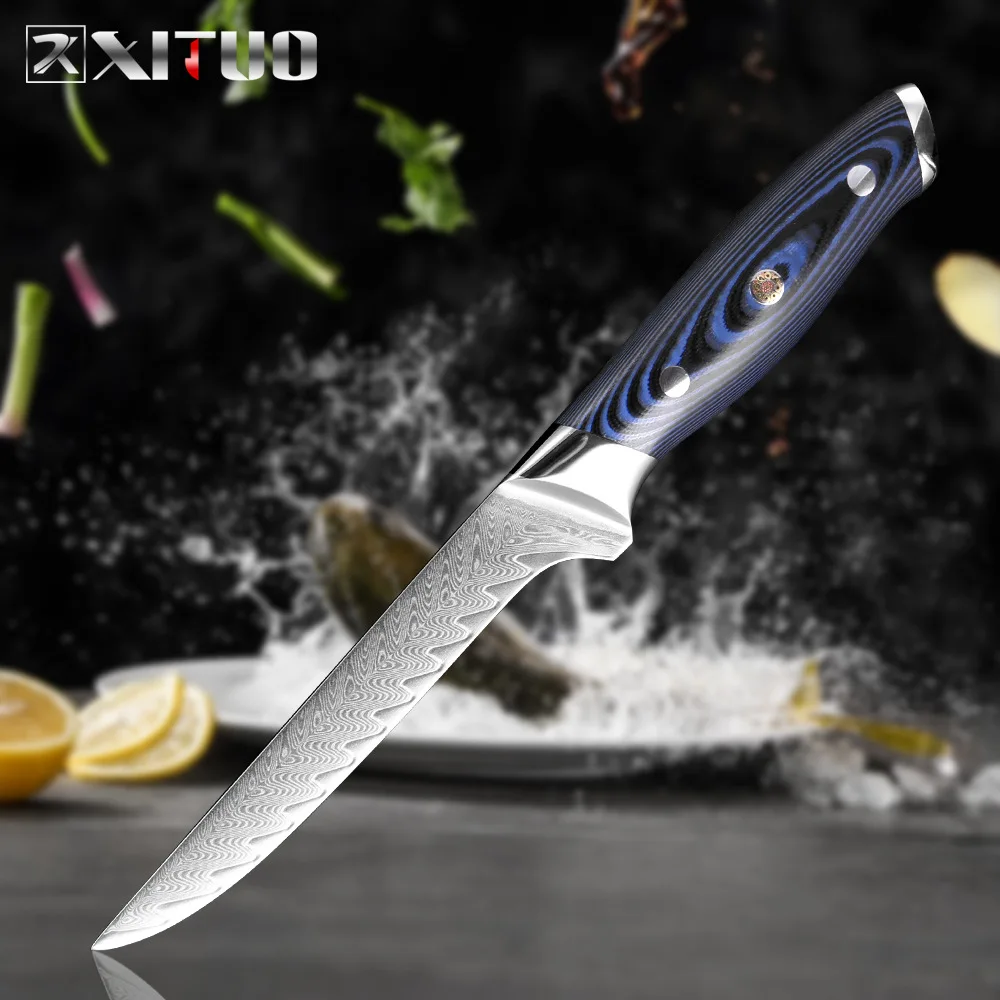 Boning Knife XITUO нож шеф-повара Дамаск Профессиональный японский острый нож Sankotu нож для нарезания склеивания Многофункциональный кухонный нож Инструменты для домашнего приготовления - Цвет: Boning Knife