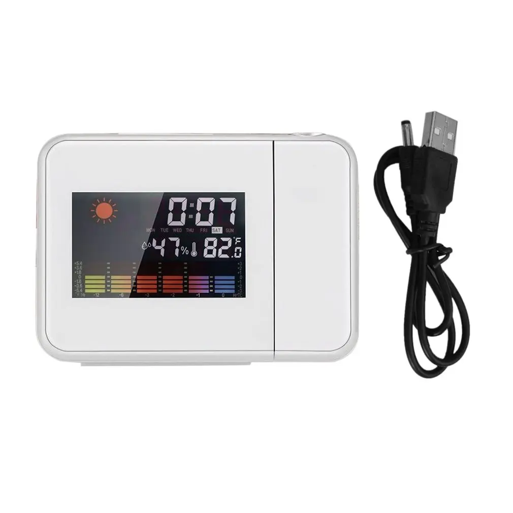 

Portable Projection Digital Weather LCD Snooze Alarm Clock Color Display with LED Backlight Temperature Humidity Tester