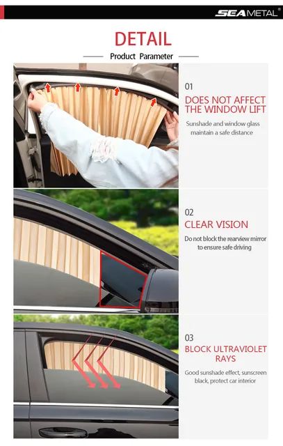 Rideau de voiture Semi-Transparent, pare-soleil pour fenêtre latérale,  Protection UV d'été, filet anti-moustiques pour voyage - AliExpress