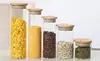 2pcs Wood Lid Glass Airtight Canister Kitchen Storage Bottles Jars Food Container Grains Tea Coffee Beans Grains Candy Jars 3