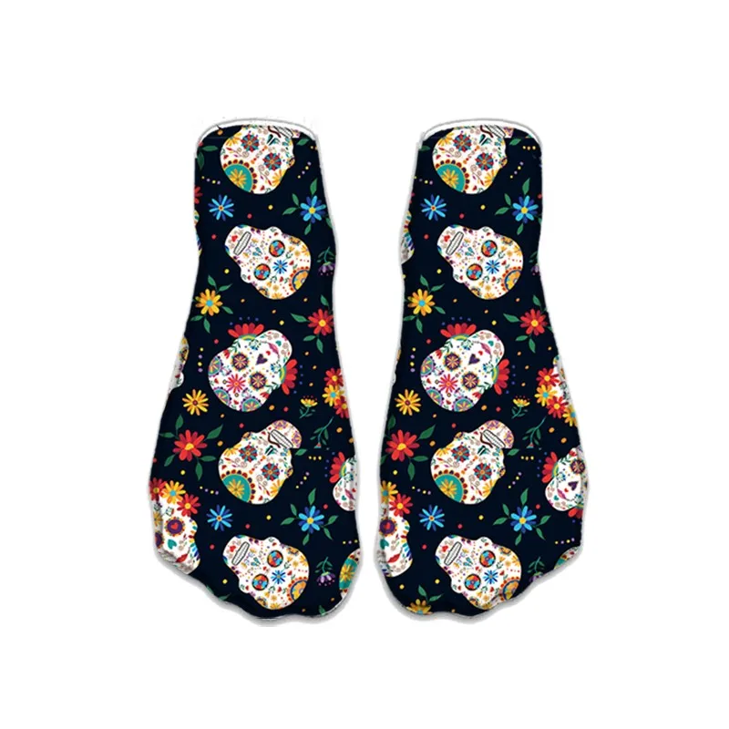 3D Cool Skull Printed Socks For Unisex Women Fashion Funny Low Ankle Socks Harajuku Cotton Comfortable Short Socks For Female