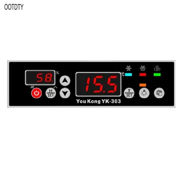 

OOTDTY YK-303 Digital Temperature and Humidity Controller 110-220V LCD Display Embedded Thermostat Thermal Regulator