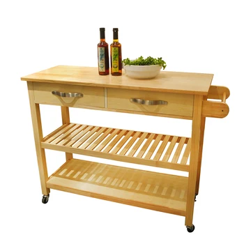 

Kitchen Island Cart, Rolling Trolley Cart Utility Cabinet,Rubber Wood Top, Large Storage Easy-Clean with Smooth Lockable Wheels