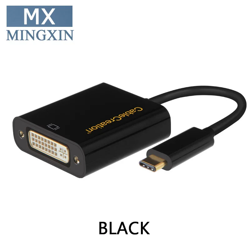 USB C для переходника DVI, кабель usb type C для DVI Adatper, Compatble с Chromebook Pixel, XPS 13/15, S10, S9, S8 - Цвет: Черный