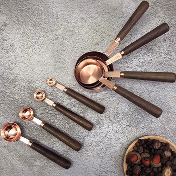 

Measuring Cups and Spoons Sets for Kitchen Seasoning Coffee Cooking Accessories Baking Tools Handheld Measure Spoon,Rose Gold