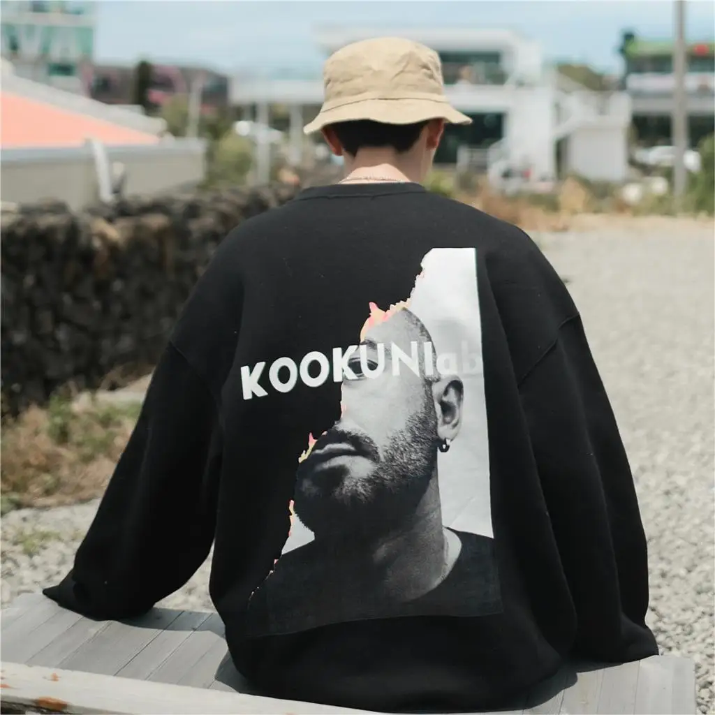 Privathinker Men's Casual Hip Hop Printed Sweatshirts Men O-Neck Cotton Hoodies Male Loose Fashion Korean Clothes Oversize - Цвет: Black(AsianSize)