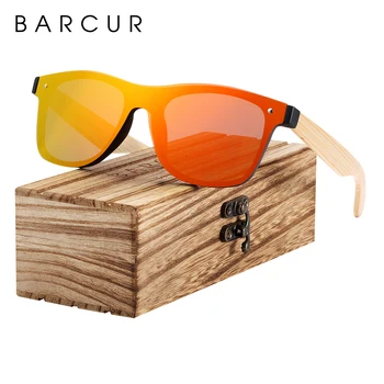 BARCUR Sunglasses Men Bamboo Sun glasses Wood Temples Vintage Eyewear for Women Men Accessories 1