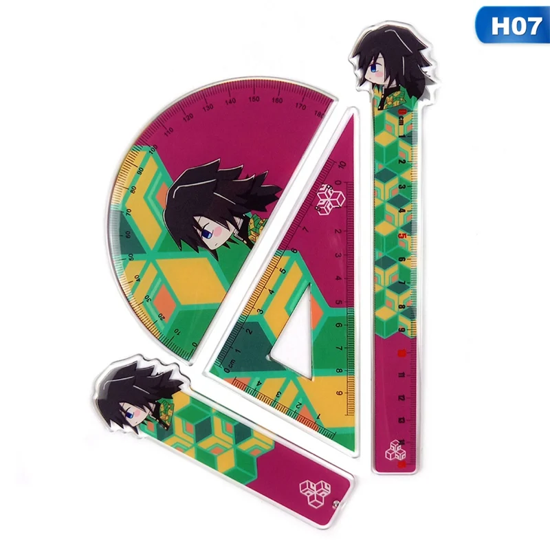 

Demon Slayer Cartoon Figure Rulers Amine Tanjirou Nezuko Zenitsu Inosuke Ruler Set Measuring Scale Students Stationery 4Pcs/Set