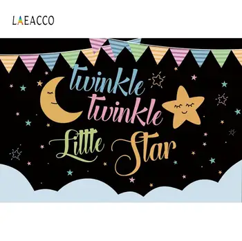 

Laeacco Twinkle Star Moon Cartoon Flags Night Party Photography Backgrounds Vinyl Custom Photographic Backdrops For Photo Studio