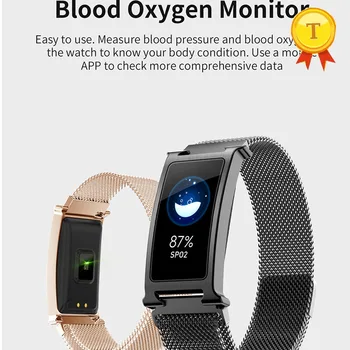 

newest arrive smart watch men women sport metal bracelet ip68 waterproof call reminder blood pressure blood oxygen measurement