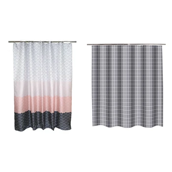 

2Pcs Shower Curtain Home Hotel Toilet Waterproof Bathroom Partition Curtain - 200 x 200Cm & 180 x 180Cm