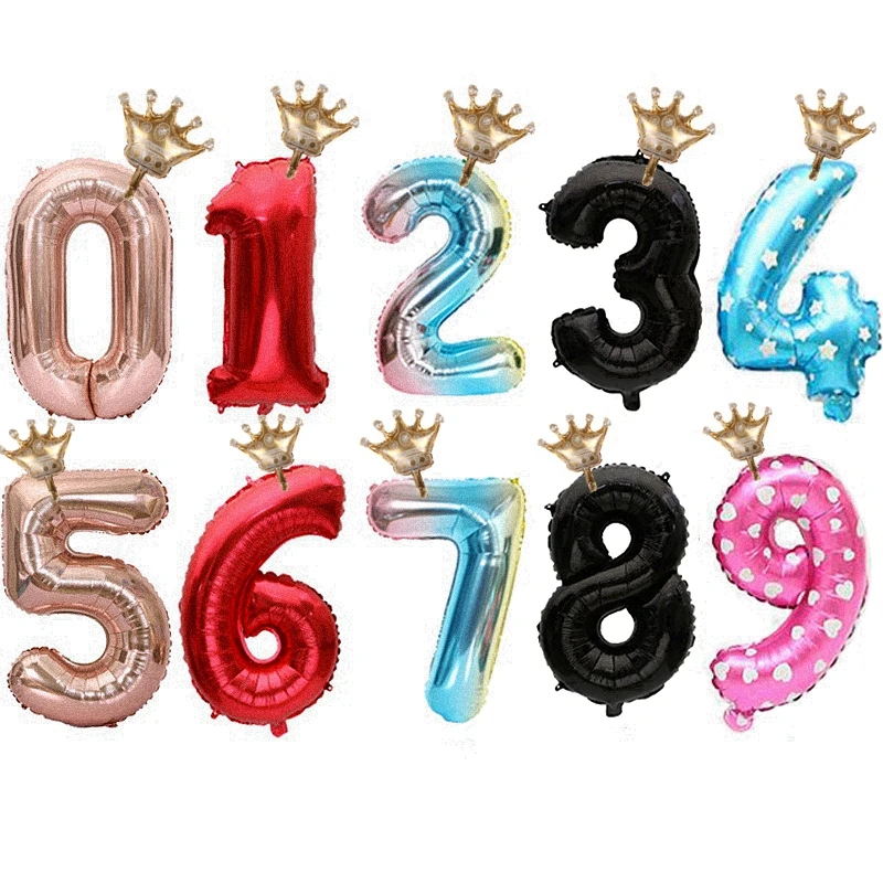2pcs 32inch Number 16'' Foil Balloon Birthday Air Helium Figures Anniversary Party Decorations Kid Toy Supplies | Дом и сад