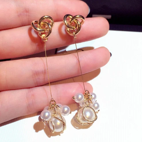

2019 Gorgeous Gold Pearl Long Earrings For Women Hyperbole Drop Earrings Party Wedding Earrings Gift boucle d'oreille femme 2019