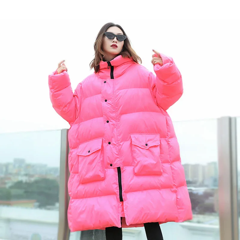 

Autumn Winter Down Jacket Women Fashion Big Pocket Big Size Cotton-padded Coat Women's Parkas Coats Long sleeve Loose Fit Coat