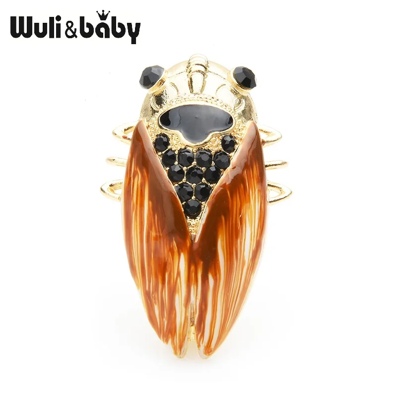 Wuli & baby большие коричневые Cicada Броши с насекомыми для женщин и мужчин сплав эмаль
