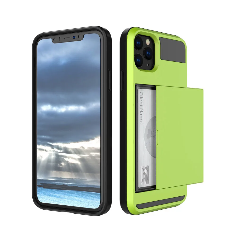 Чехол для телефона, чехол со слотом для карт для iPhone 11 Pro, 5,8 дюймов, чехол-кошелек s, мягкий ТПУ, Жесткий ПК, 2 карты, совместимые с беспроводным зарядным устройством