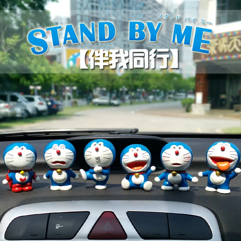 6 шт., автомобильные мини-украшения, автомобильные декоры Dashbord, ПВХ, Doraemon, машинка для кошек, куклы, автомобильные аксессуары, интерьерные украшения