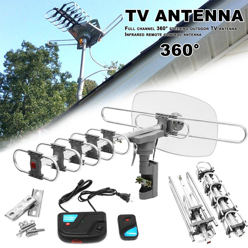 Цифровая уличная ТВ антенна HD 150 миль 360 градусов для Full TV DVB T UHF VHF FM с высоким