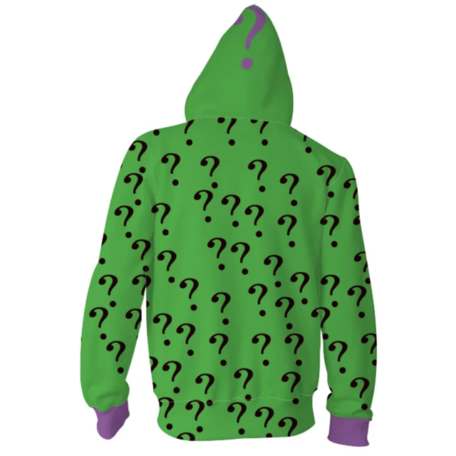 Riddler Cosplay Hoodie Men Women 3D Print Sweatshirt Pullover Zip Up Jacket  Coat Casual Streetwear - AliExpress