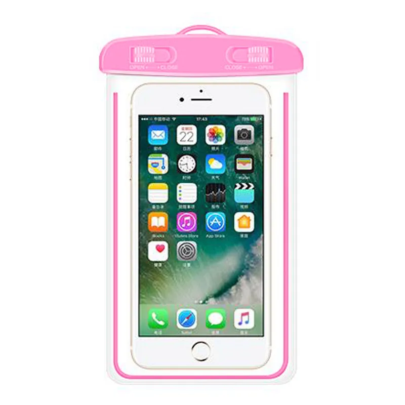 Универсальный плавательный водонепроницаемый чехол для телефона флуоресцентный для iPhone 6 7 8 plus для xiaomi Мобильный водонепроницаемый чехол сумка - Цвет: Коричневый
