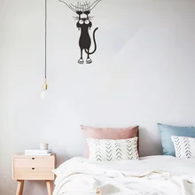 Fan xi новые стильные наклейки на стену с мотивами из мультфильмов, скалолазание на стену, кошка забавная черная кошка, креативное крутое украшение для дома, наклейки на стену FX2007