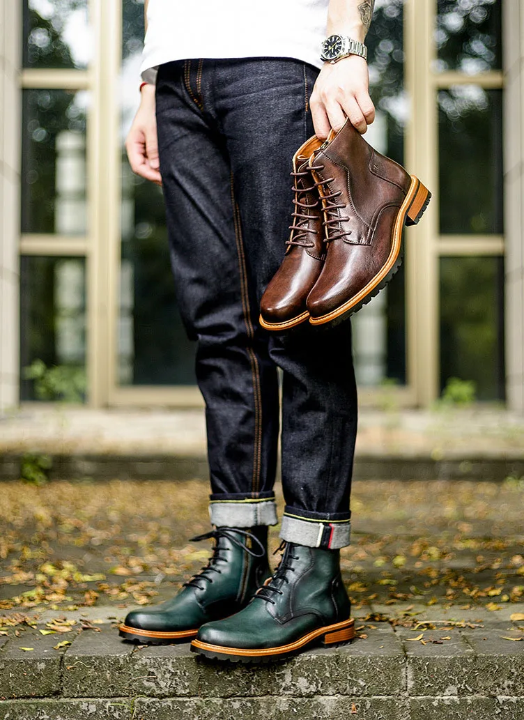 QYFCIOUFU/мужские ботинки; обувь из натуральной коровьей кожи; Роскошные Дизайнерские мужские повседневные ботинки; дышащие мужские Ботильоны; Ботинки Челси на шнуровке