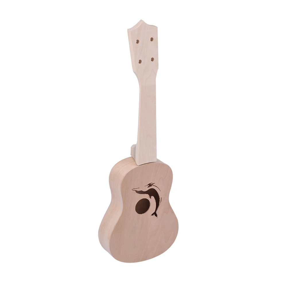 21 дюймов незавершенный DIY укулеле Ukelele Uke комплект липа тела и шеи пластик гриф и мост нейлоновая струна для Укулеле - Цвет: dolphin shape