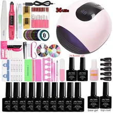 Маникюрный набор 36 Вт/48 Вт/80 Вт и Светодиодный УФ-лампа 10 шт. набор гель-лака для наращивания ногтей Наборы для дизайна ногтей Электрический Маникюрный станок набор ручек