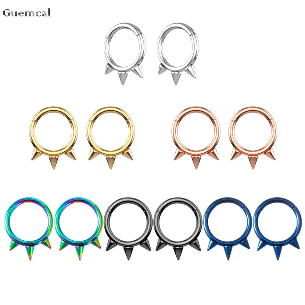

Guemcal 2pcs Hot Selling Creative Sharp Cone Multi-function Earrings and Nose Ring Exquisite Piercing Jewelry
