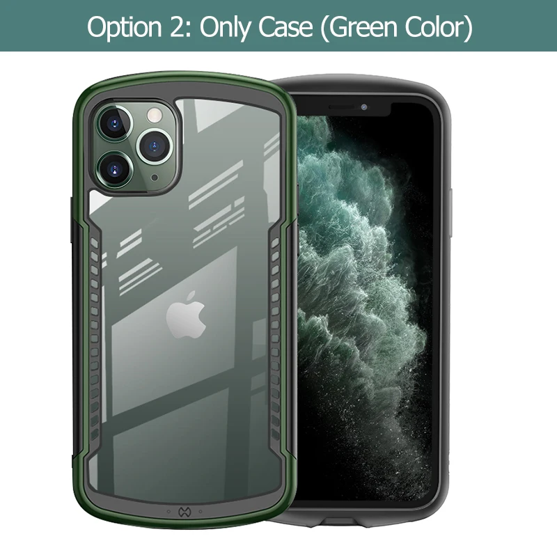 Green Чехол Shookproof для iPhone 11 Pro Max, прозрачная подушка безопасности, чехол для игрового плеера, защитный чехол, металлическая пленка для объектива, защита экрана Xundd - Цвет: Green