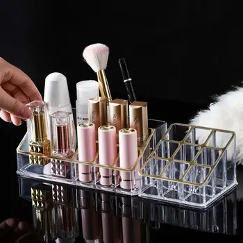 

MUlti-Grid Desktop Cosmetics Storage Box Dormitory Skin Care Finishing Box Dressing Table Plastic Lipstick Holder Rack