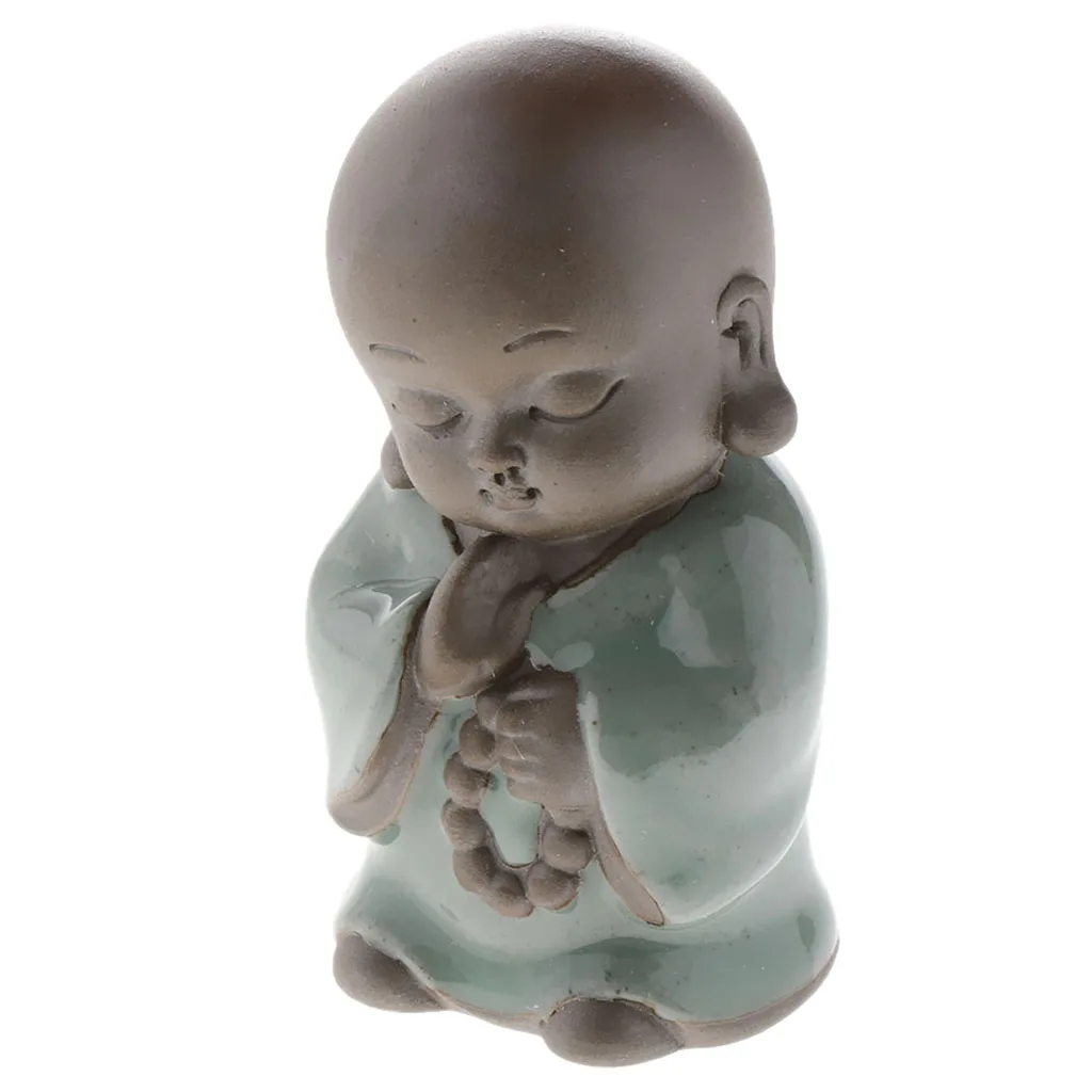 Monk Baby Buddha Figurine Ceramic Statue Home Office Table Desk Decor Small Monk Statue Zisha Tea Pet Ceramic Buddha Statue