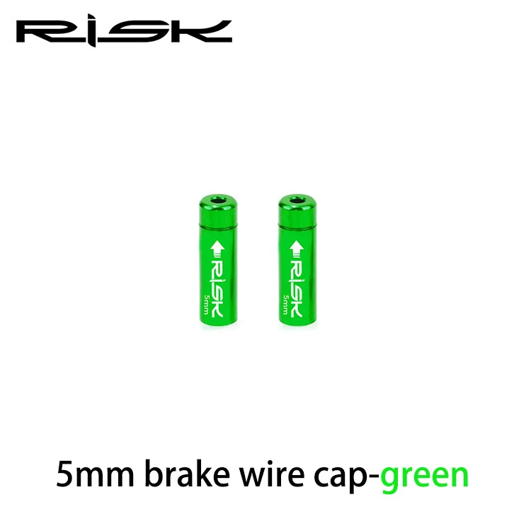 5mm-Green RISK 2 шт. алюминиевый 5 мм Велосипедный тормозной кабель колпачок s 4 мм велосипедный кабель переключения концевые наконечники колпачки наконечники MTB дорожный велосипед аксессуары 4 цвета - Цвет: 5mm-Green