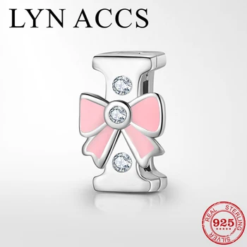 

Luxyry 925 Sterling Silver Clips Beads Pink Bow CZ Lucky Letter I Charms Fit Original Reflection Bracelet Watch Jewelry Making