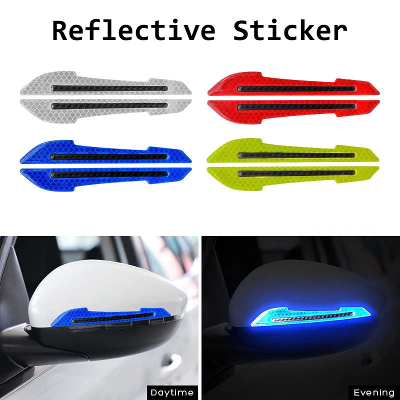 2x Car Rearview Mirror Reflector Sticker Reflective Warn Safety Bumper Tape 