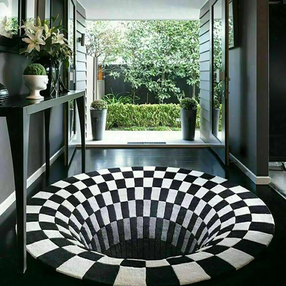 Трехмерный черный и белый стерео коврик RULDGEE Mandala Alfombra 3D для гостиной Придверный чайный столик диван