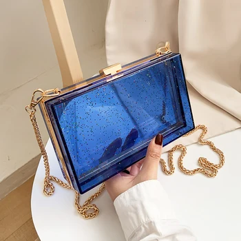 

New Bling Glitter Day Clutches Women Acrylic Clear Bag Purse Cute Transparent Crossbody Bag Women Handbags Party Evening Clutch