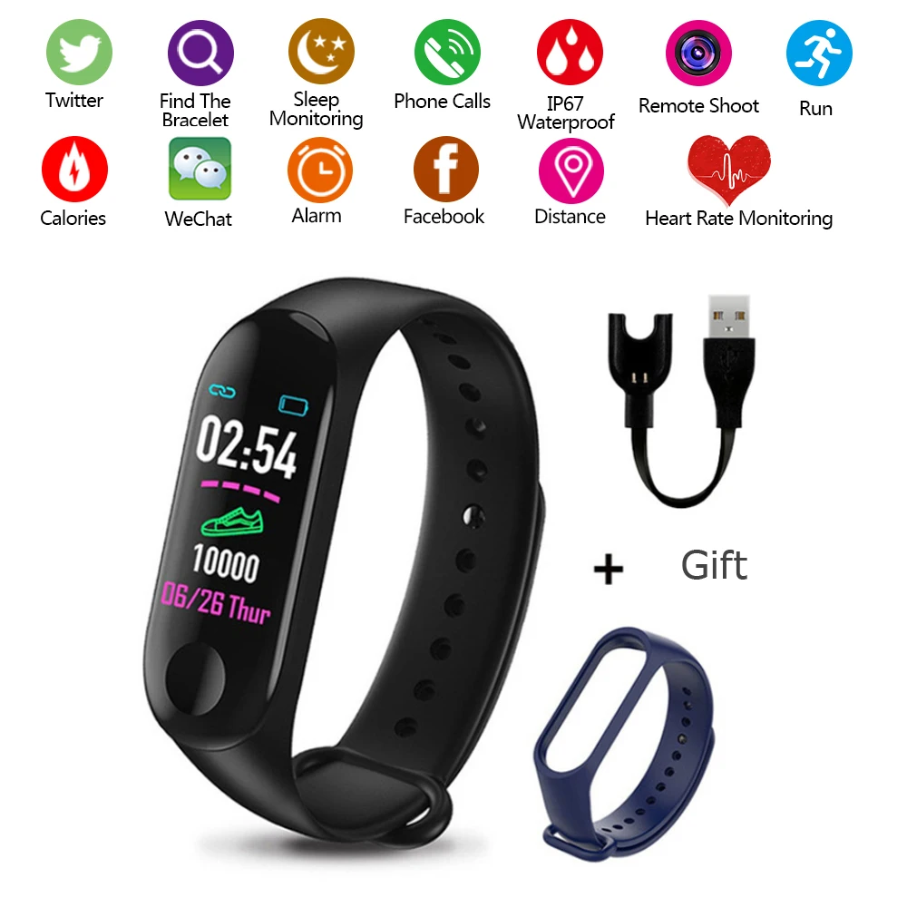 

M3 Plus Smart Bracelet Health step record Waterproof Smart Watch M3 Pro Bluetooth Watch Heart Rate Blood Pressure Wristband
