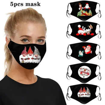 

5pc Christmas Print Mouth Masks For Adults Unisex Protection Washable Reusable Face Mask Mascarillas Se6