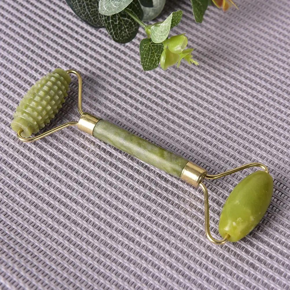 1pcs Double Head Natural Facial Beauty Massage Tool Roller Jade Face Thin Slimming Body Head Neck Natural Jade