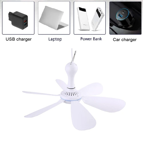 조용한 6 엽 USB 전원 천장 캐노피 팬 원격 제어, 타이밍 4 속도 걸이식 팬 캠핑 침대 기숙사 텐트 2